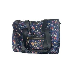 Jessica Simpson Navy Floral Quilted Travel Tote